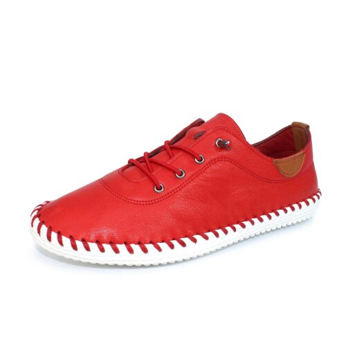 Lunar Women's St Ives Leather Plimsolls - Red - Red - 100% Leather