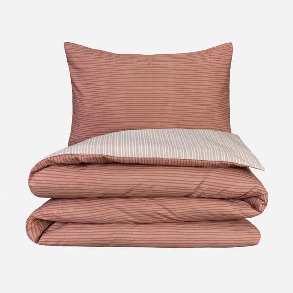 Smart Living Luxury Super Soft Reversible Pinstripe Duvet Cover Set- Rust