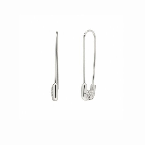 Spero London Sterling Silver Starburst Safety Pin Earring - Silver