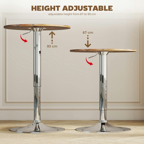 Wyld Haus Redone Rustic Brown Adjustable Swivel Round Bar Table With Steel Base