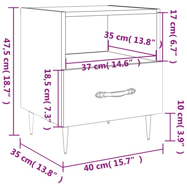 Berkfield Bedside Cabinet Smoked Oak 40x35x47.5 cm Engineered Wood
