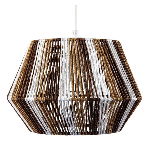 Coastal Twisted Paper Rope Pendant Shade in Brown Tones and White Image 4