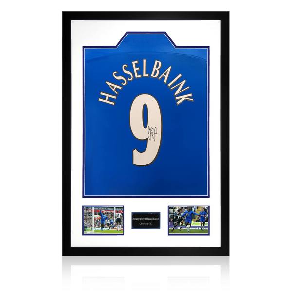 Jimmy Floyd Hasselbaink Signed Chelsea Shirt Premium Frame
