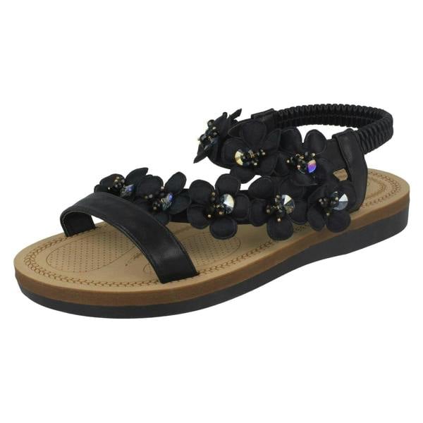 Anne Michelle Ladies Anne Michelle Flower Trim Sandals