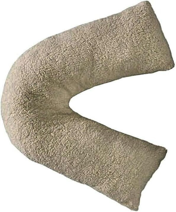 Night Zone Teddy Bear Fleece V Shaped Pillow – Soft Support Cushion with Case or Cover Only - Beige - Cover Only