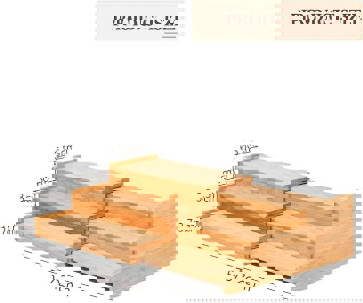 MANTRARAJ Bamboo Expandable Spice Rack Organizer 3-Tier Kitchen Cabinet Space Saver Countertop Display Shelf