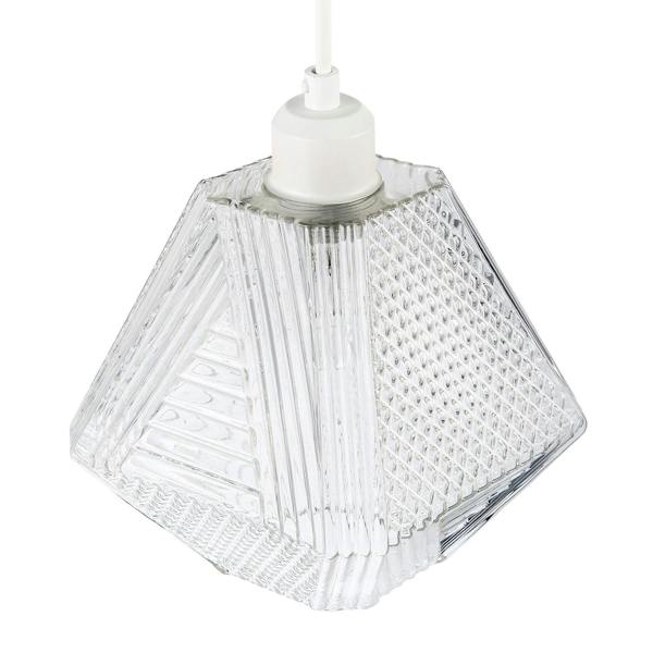 Moulded Clear Glass Pendant Light Shade with Dimples and Etched Lines Image 3