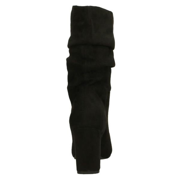Spot On Ladies Spot On Mid Block Heel Calf Rouched Boots F51238