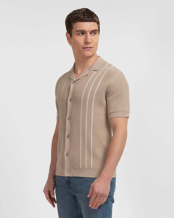 Steel & Jelly Holborn - Stripe Textured Short Sleeve Shirt