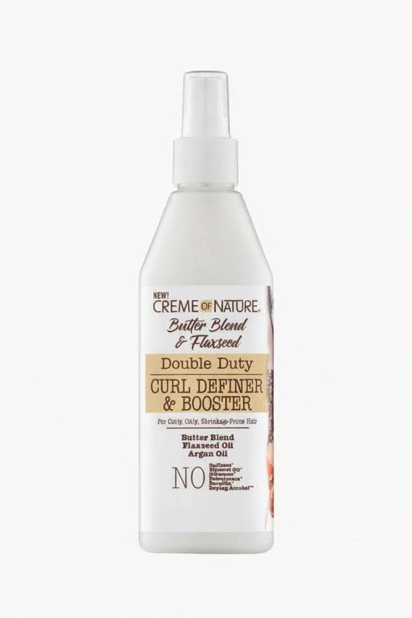 Creme of Nature Double Duty Curl Definer & Booster bottle on a white background