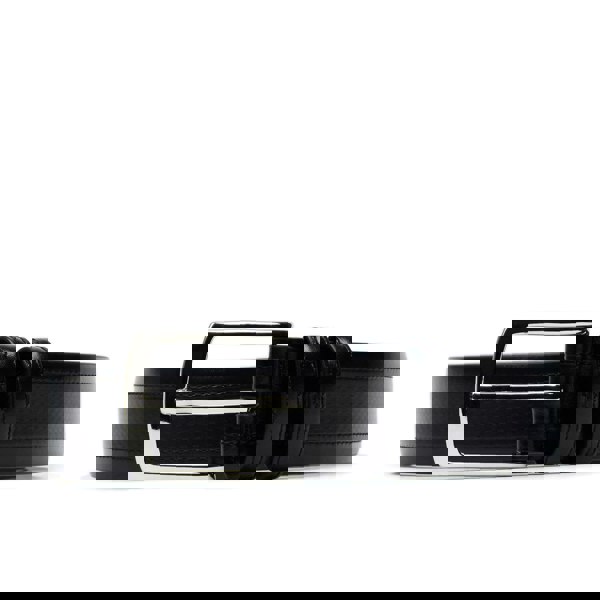 Embassy London Oscar - Black - Men's black stitched leather belt with classic buckle