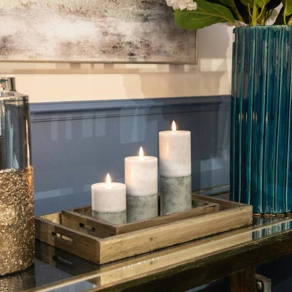 Luxe Collection Natural Glow 3x8 Stone LED Wax Candle