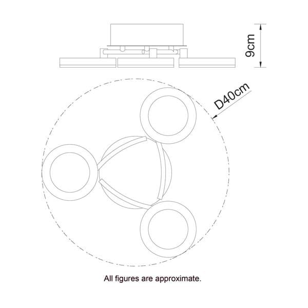 COSYLYTE Juni 3 Ring Integrated LED Ceiling Flush Light