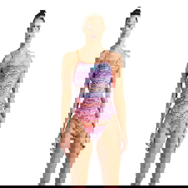 Arena Ondulation Lace maxlife eco violet/coral mosaic swimsuit