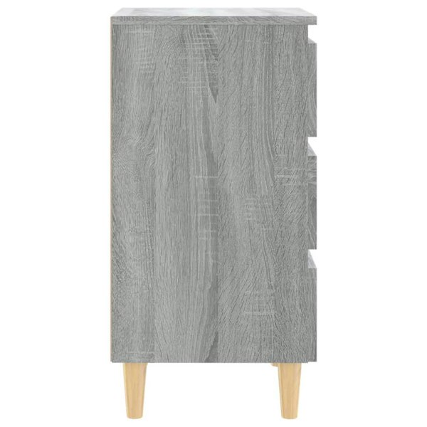 Berkfield Bed Cabinet with Solid Wood Legs Grey Sonoma 40x35x69 cm