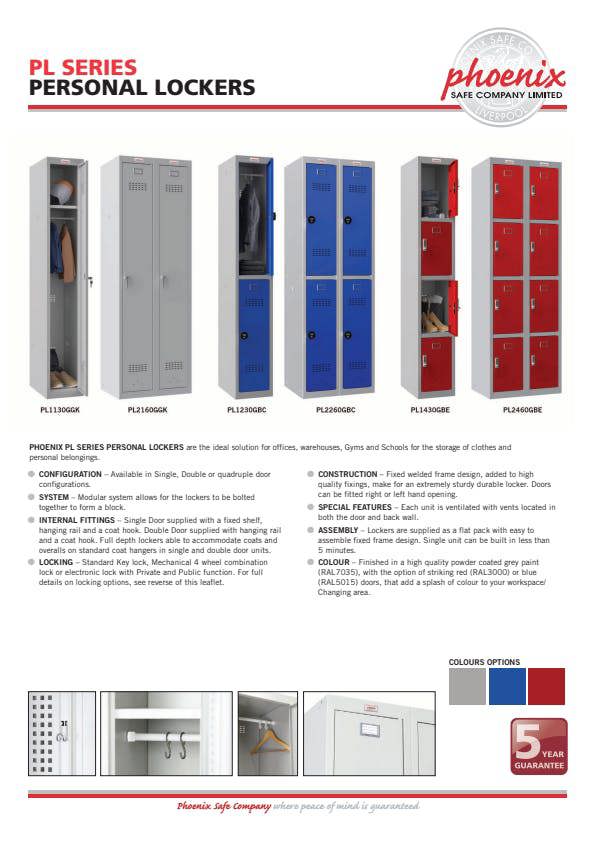 Phoenix Safe Phoenix PL Series PL1130GBC 1 Column 1 Door Personal Locker Grey Body/Blue Door with Combination Lock