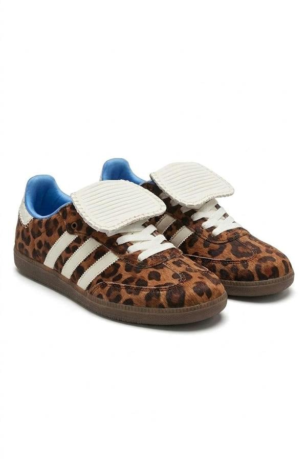 Johanna Lace-up Flip Tongue Round Toe Trainers - Leopard_wb