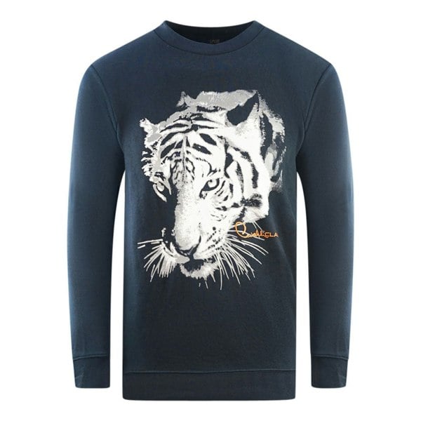 Cavalli Class Tiger Silhouette Logo Sweatshirt - Navy Blue