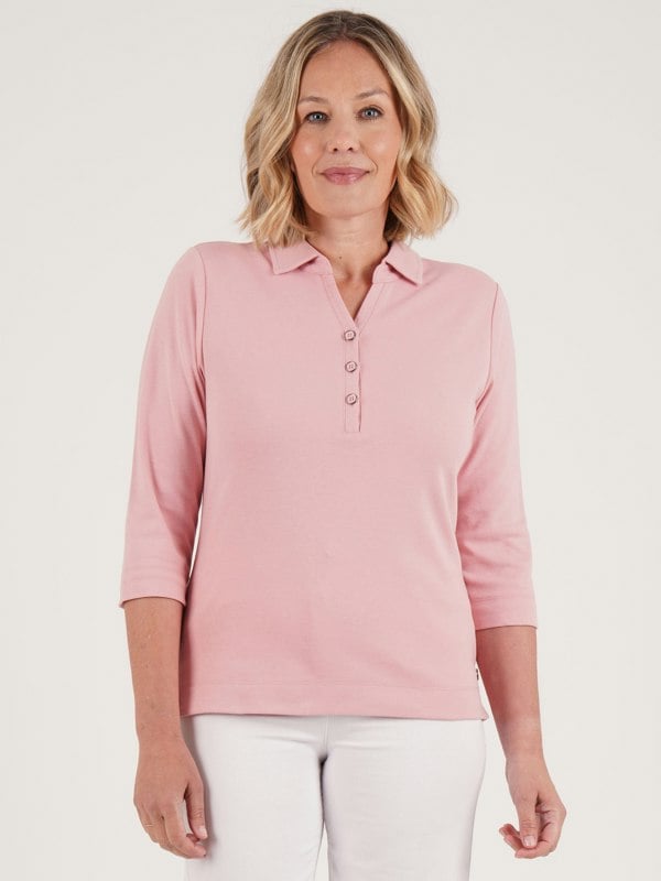 PennyPlain Henley Polo Top - Dusk