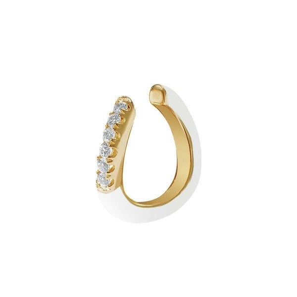 Gold Trip White Enamel Wave Ear Cuff
