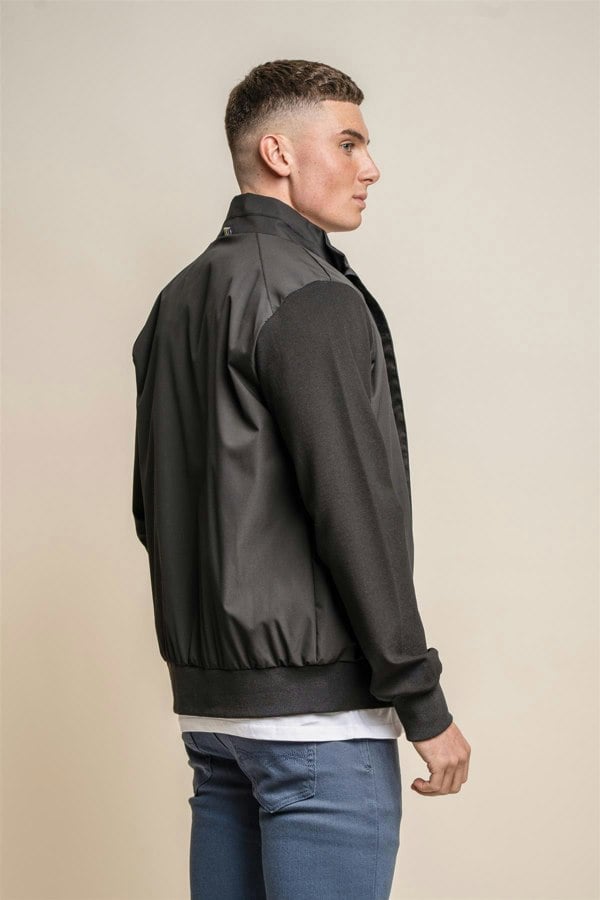 Kasper black bomber jacket back