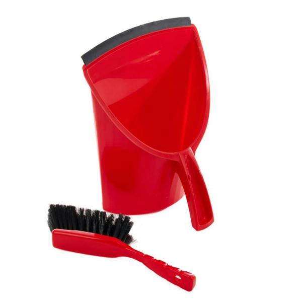 Leecroft SCOOPA Dustpan & Brush Stiff Red - One Colour - 