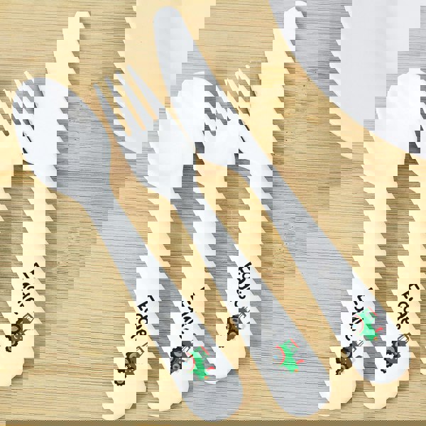 Personalised Memento Company Personalised Tractor 3 Piece Plastic Cutlery Set