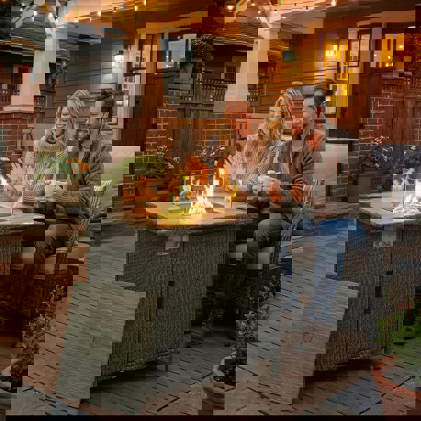 Rattan Gas Fire Pit Table