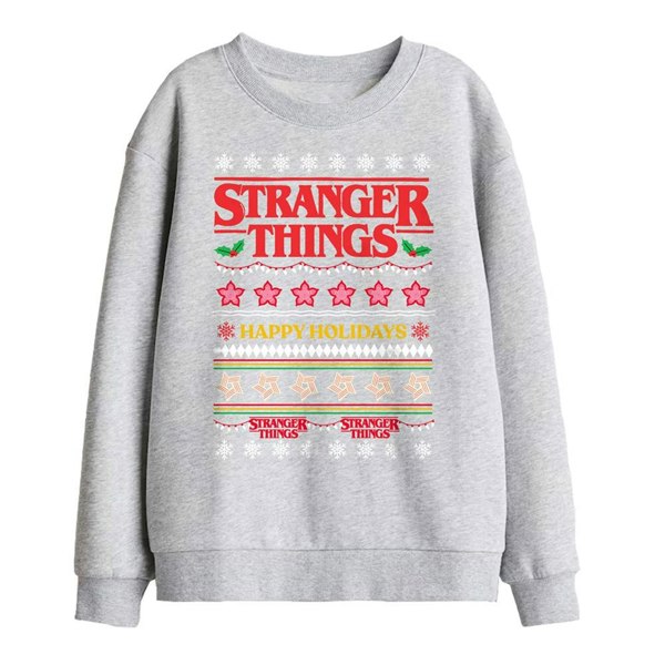Stranger Things Kids Ugly Demogorgon Christmas Jumper Sweatshirt - Athletic Heather