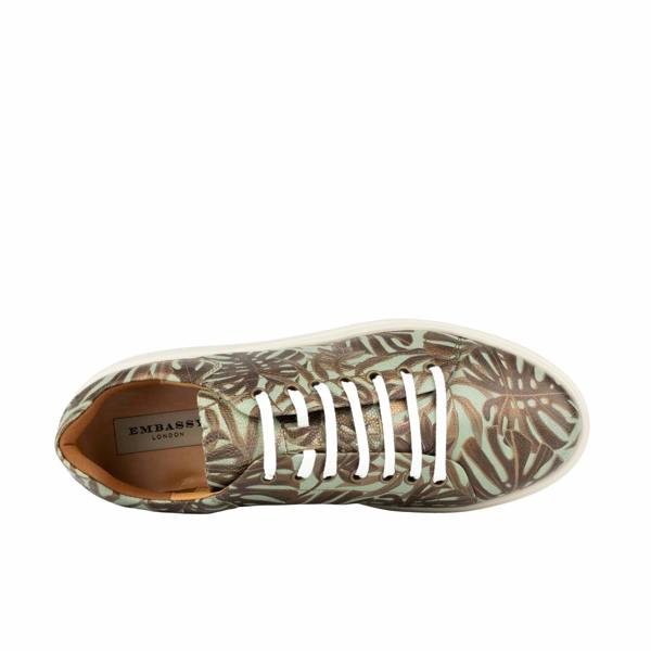 Embassy London Sun City - Mint & Jungle - Men's Leather Trainer
