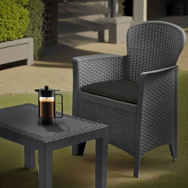 Rafaelo Mobilia Set of 3 Polyrattan Garden Bistro Furniture Set Grey