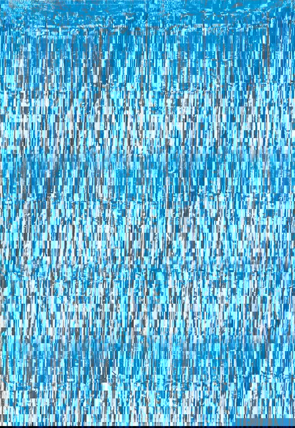 Cheetah Shimmer Tinsel Curtain, 3M x 1M Blue