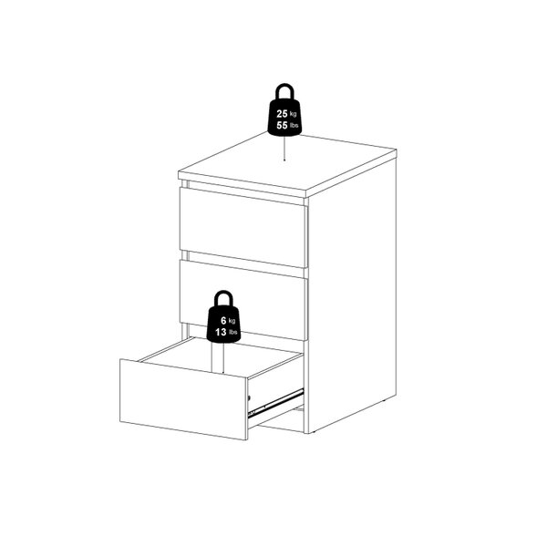 Wyld Haus Budapest Matt Black Wooden Bedside Table 3 Drawers