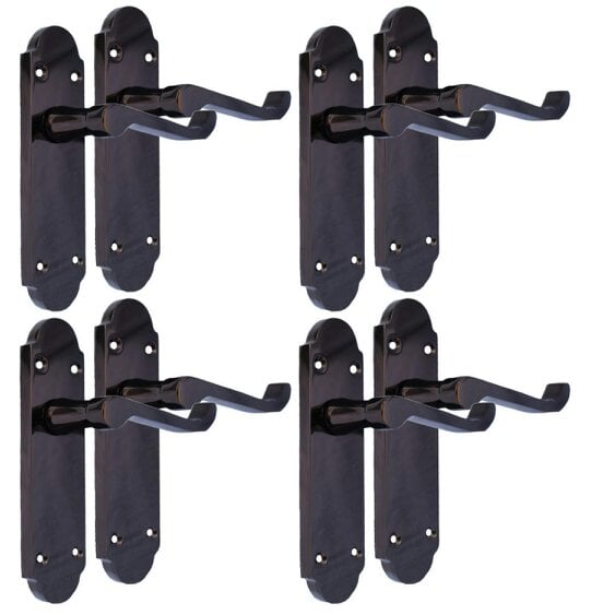 EDH Door Hardware Black Nickel Door Handles – Victorian Scroll Lever Latch Handles – 1, 4 or 6 Pairs – Handle Only or with Tubular Latches - 4 PAIR OF HANDLES