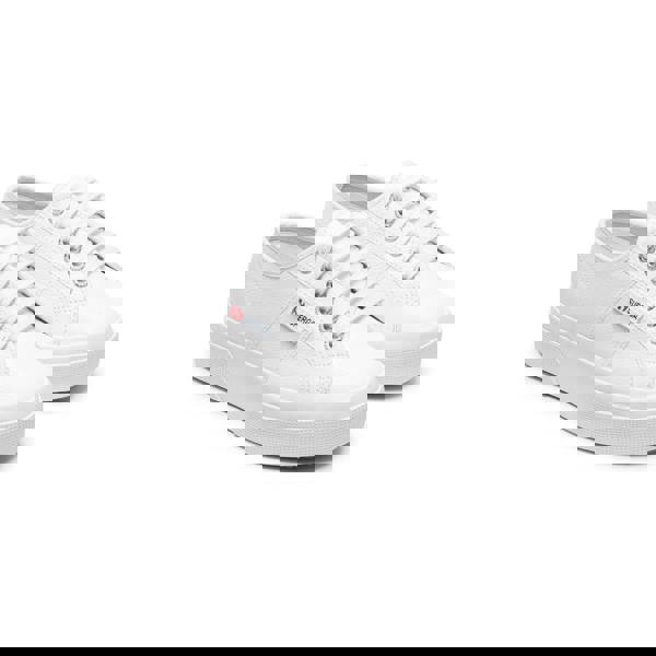 Superga Womens/Ladies 2740 Tumbled Leather Platform Heel Trainers - White - 