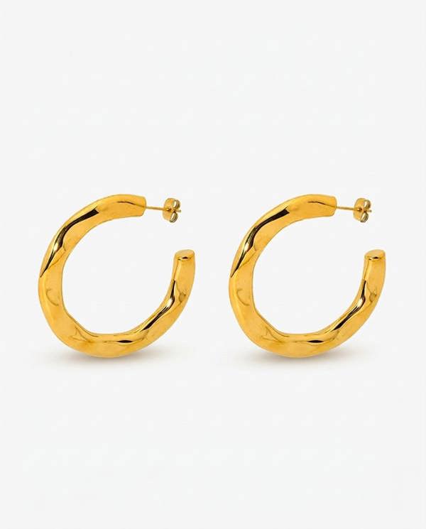 Elk & Bloom Chunky 14K Gold Hammered Hoops