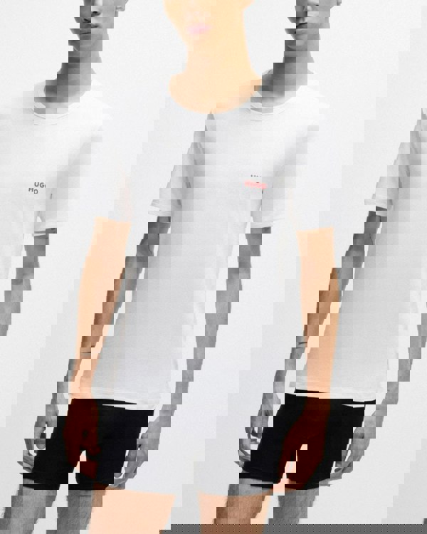 HUGO Mens  Three-Pack of Underwear T-Shirts in Cotton with Logos NOS - White 100