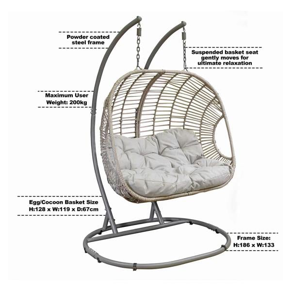 Dellonda DG61 Hanging Chairs Action shot - information