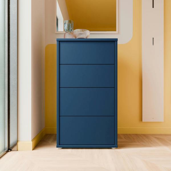 Alice Springs Tall 4 Drawer Chest with Push-to-Open Drawers in Night Blue