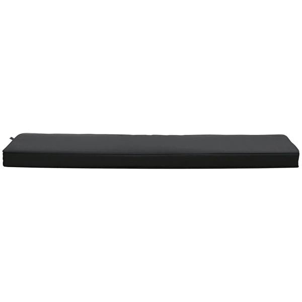 Black rectangular bench cushion pad with smooth top and piped edges