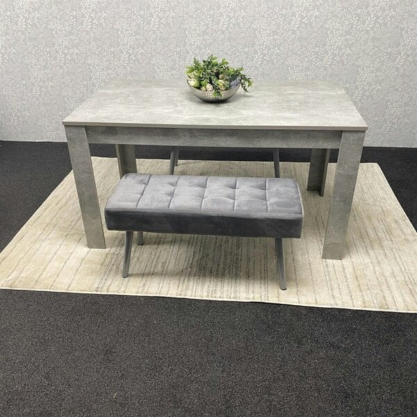 Kosy Koala Grey Wooden Dining Table Set and 2 Benches with Metal Legs � Dining Kitchen Room Furniture