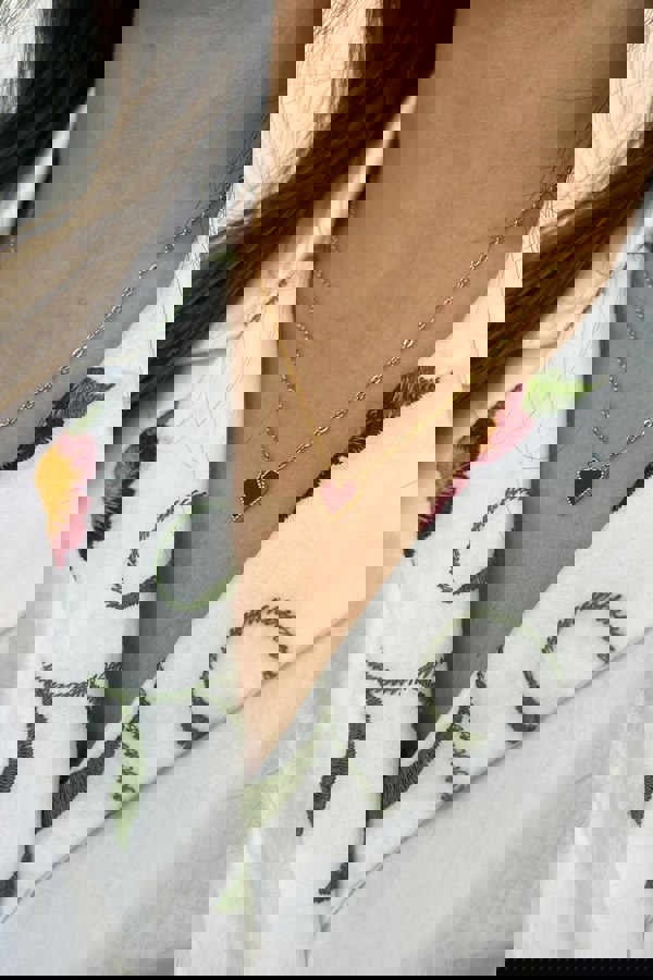 SVNX Cherry Red Heart Pendant Necklace - Gift Boxed