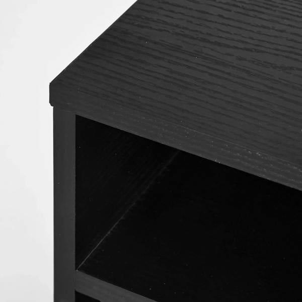 Black textured cabinet top with open inner compartment corner and side panel