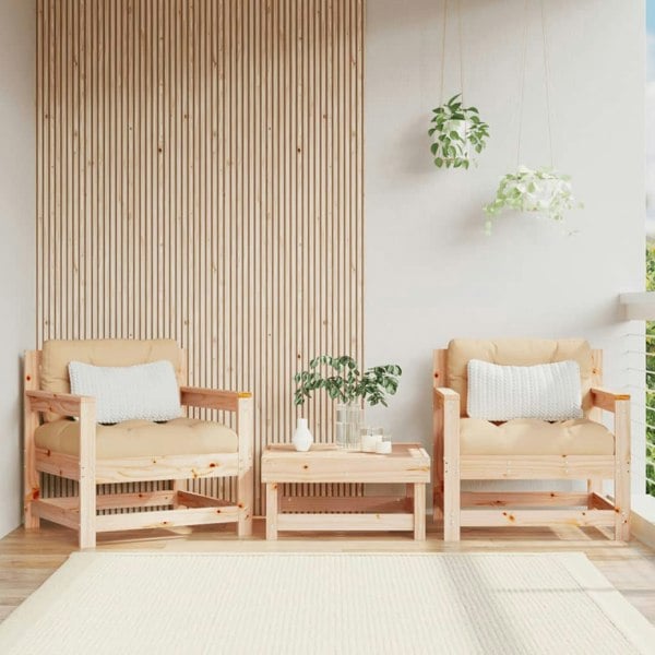 Berkfield Garden Chairs with Cushions 2 pcs Solid Wood Pine
