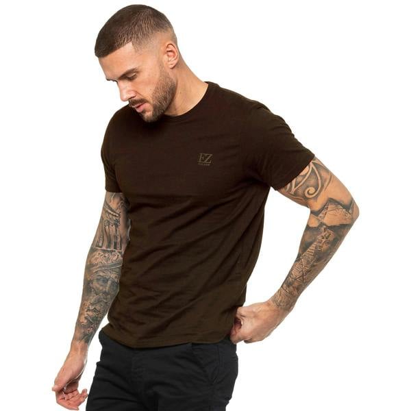 Enzo Mens Crew Neck T-Shirt - Brown