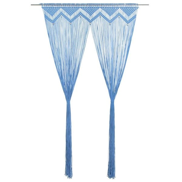 Berkfield Macrame Curtain Blue 140x240 cm Cotton