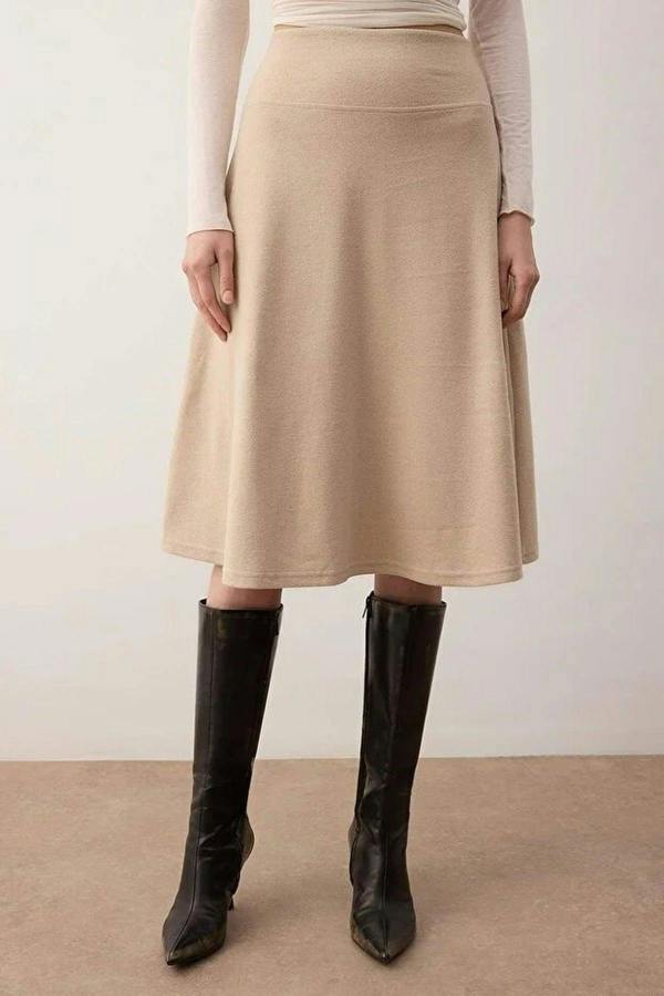 WOVCOR A-line Midi Knit Skirt
