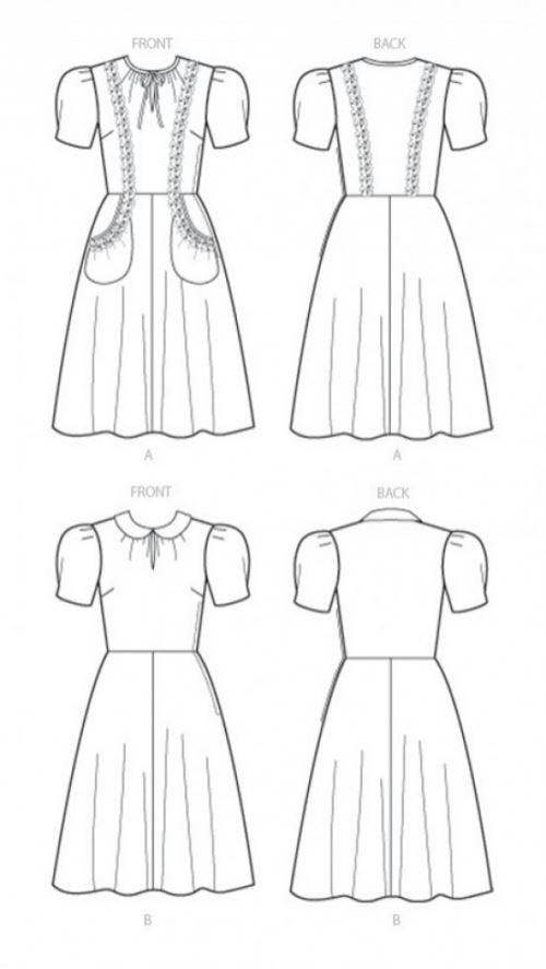 Vogue Sewing Pattern 9294, Dresses, Vintage Style for Women, A5 (6-8-10-12-14) - Intermediate