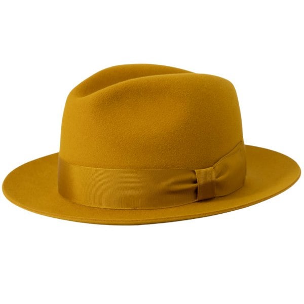 Gamble & Gunn Molton Luxury Handmade Fur Felt Fedora - Mustard