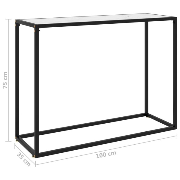 Berkfield Console Table White 100x35x75 cm Tempered Glass